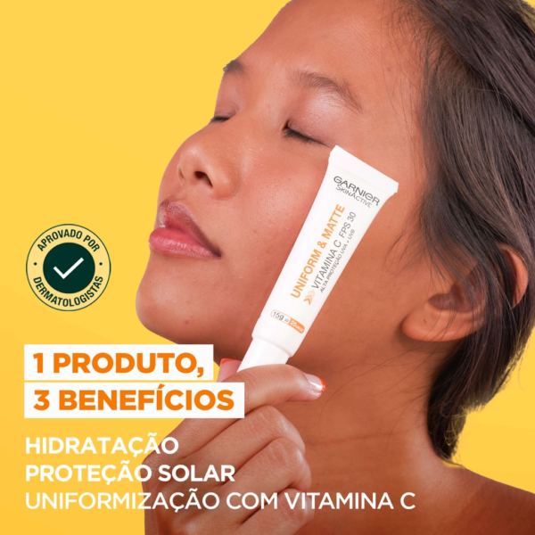 Protetor Hidratante Facial Garnier Uniform & Matte Vitamina C FPS 30, 15g